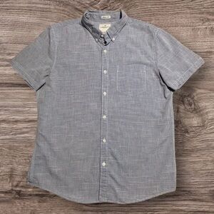 American Eagle Seriously Soft Short Sleeve Button Down Shirt - Blue Stripe